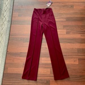 NWT high rise wide leg burgundy pants